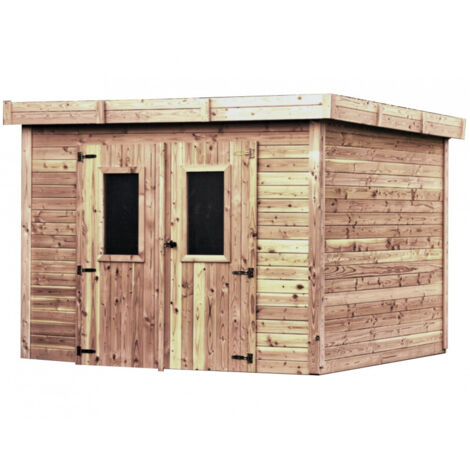 Caseta de jardín de madera tratada térmicamente 284x284 cm – Espesor de pared 26 mm – Techo de acero galvanizado – Puerta con claraboya – THX.3030.0T Foresta