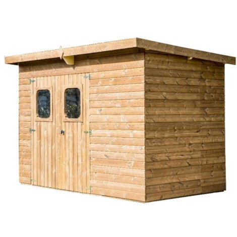 Caseta de jardín de madera tratada térmicamente de 19 mm – 316 x 180 cm – puerta de cristal y techo bituminoso – THE3218.02N Foresta