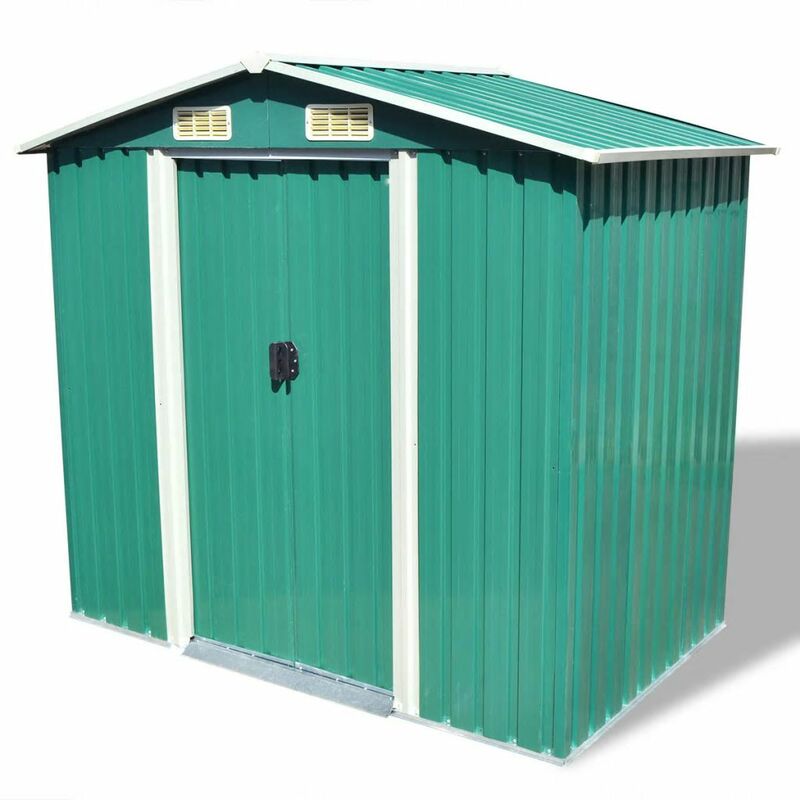 

Happyshopping - Caseta de jardin de metal 204x132x186 cm verde