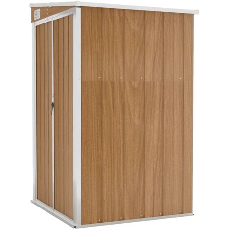 Caseta de jardín de pared 118 x 100 x 178 cm acero galvanizado marrón 020044057