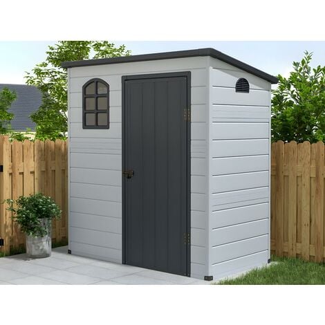 Cobertizo de almacenamiento de jardín de metal para garaje, 9 x 4 pies,  herramienta de acero para casa, patio, césped, puertas correderas dobles