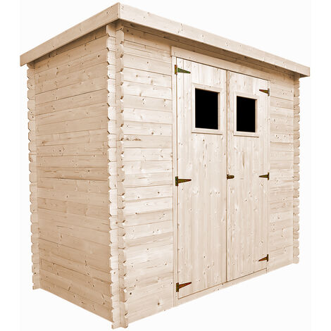 CASETA DE JARDÍN EXTERIOR de madera 2,63 m² - A200x239x142 cm - cobertizo para bicicletas y herramientas - techo impermeable - TIMBELA M310 - Beige