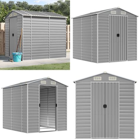 Caseta de jardín gris claro 191x215x198 cm acero galvanizado - Almacenamiento al aire libre - Herramientas de jardín