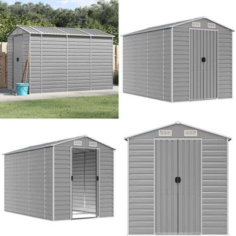 Caseta de jardín gris claro 191x300x198 cm acero galvanizado - Almacenamiento al aire libre - Herramientas de jardín