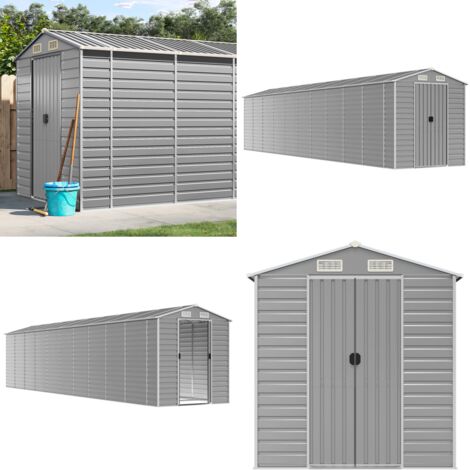Caseta de jardín gris claro 191x895x198 cm acero galvanizado - Almacenamiento al aire libre - Herramientas de jardín