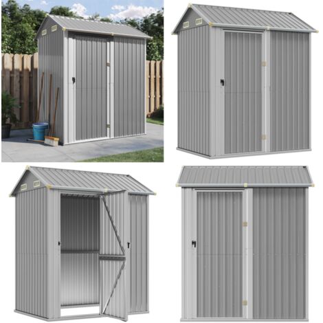 Caseta de jardín gris claro 192x152,5x237 cm acero galvanizado - Almacenamiento exterior - Herramientas de jardín