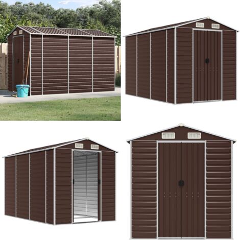 Caseta de jardín marrón 191x300x198 cm acero galvanizado - Almacenamiento exterior - Herramientas de jardín