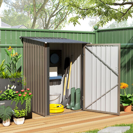 Caseta de Jardín Metálica 0,92 m² 100x103x160 cm con 1 Puerta y Cerradura para Almacenamiento de Herramientas Marrón