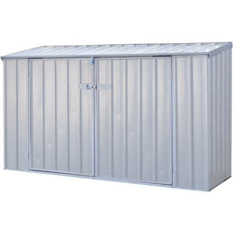 Caseta de jardín metálica FRASER 2 BIKE 1,7 m² – Cobertizo gris de acero galvanizado para 2 bicicletas con montaje rápido por clips SnapTite, puertas dobles, resistente al viento y garantía 20 años