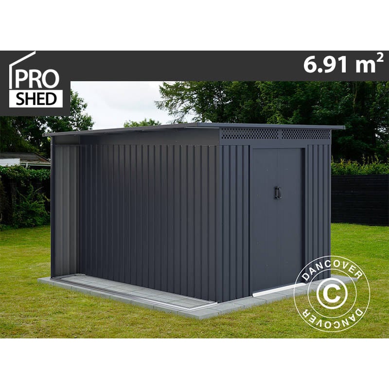 

Dancover - Caseta de jardín ProShed® con saliente, 2,57x2,69x1,87m, Antracita