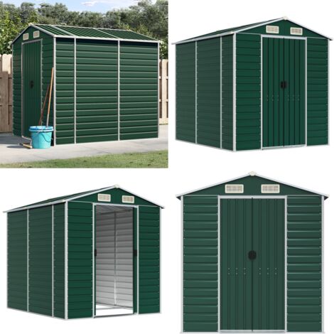 Caseta de jardín verde 191x215x198 cm acero galvanizado - Almacenamiento al aire libre - Herramientas de jardín