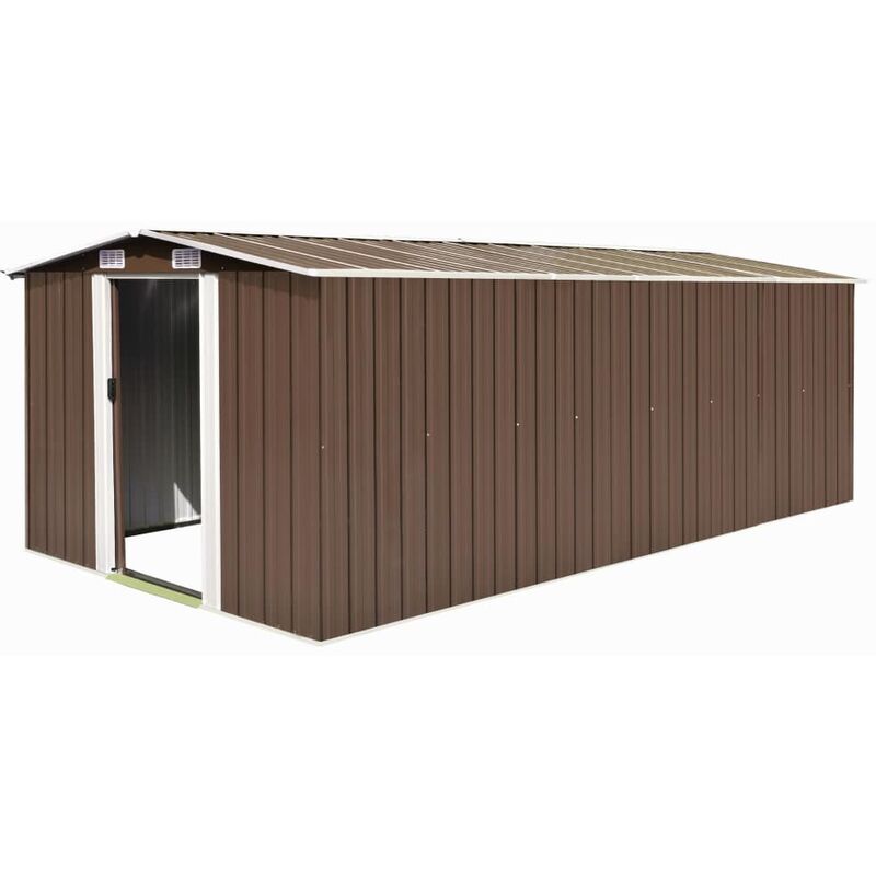 

Caseta de jardin de metal marron 257x489x181 cm