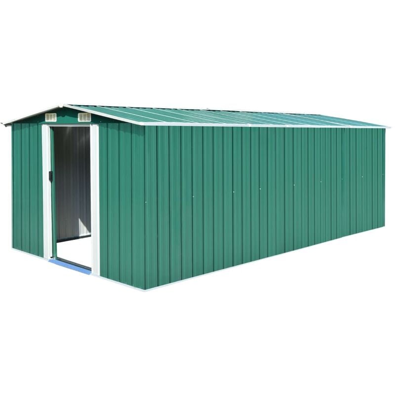

Caseta de jardin de metal verde 257x489x181 cm