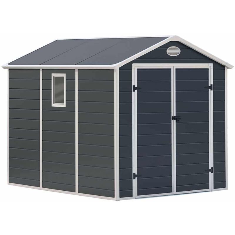 

Caseta de Resina Gardiun Fiorella - 5,23 m² Exterior 278x188x225 cm Antracita/Blanco - KSP38140