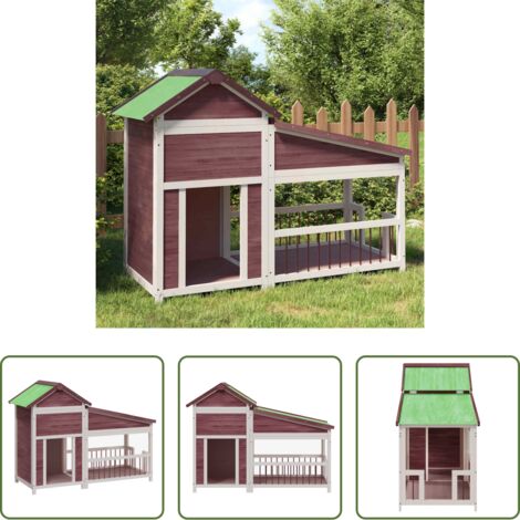 Caseta de madera -  Caseta para perros madera maciza de pino moca 143x60,5x109 cm