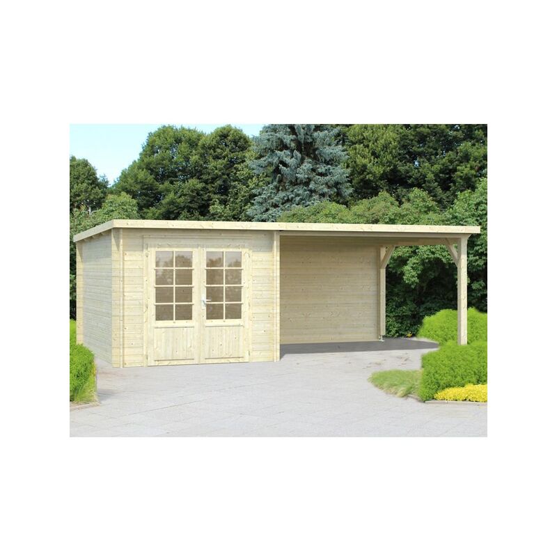 

Caseta de Madera Ella con pérgola lateral 6,9+10,0 m2 - Palmako