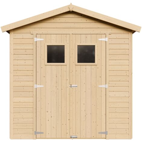 Caseta de madera para jardín CON SUELO TRATADO TIMBELA M351+M351G 233 x 222 cm - 4,08 m², ventanas cuadradas