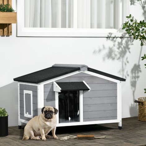 Caseta de Madera para Perros Casita para Mascotas con Techo Asfáltico y Base Extraíble 97x72x65 cm Gris