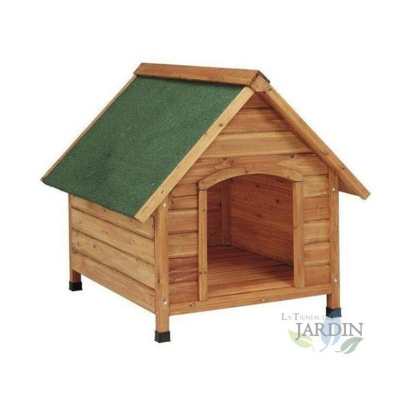 

Caseta de madera para perros, modelo S: 72 x 76 x 76 cm. Techo a dos aguas