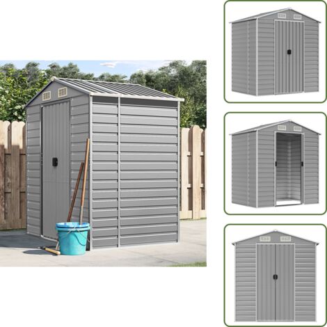 Caseta de metal - vidaXL Cobertizo de jardín acero galvanizado gris claro 191x130x198 cm - Acero galvanizado