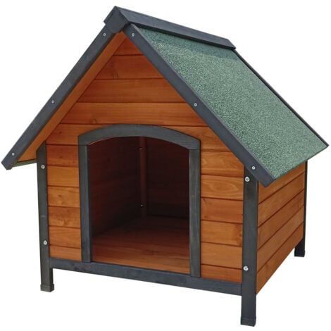 Caseta de Perro Grande de Madera Gardiun Loki 82x100x88 cm con Tejado a 2 Aguas y Cubierta Aslfática