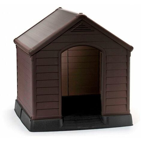 Caseta de PVC marrón con suelo para perro Keter