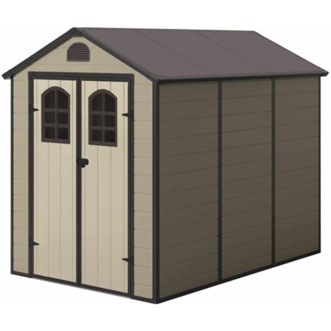 Caseta de Resina Gardiun Alessia B - 5,23 m² 278x188x225 cm con Suelo y Ventanas Beige - KSP38192