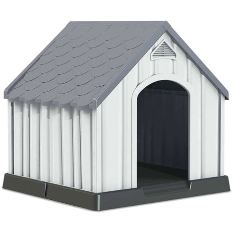 Caseta de Resina para Perros 92x87x91cm Thinia Home , Caseta para Perros Grandes y Medianos , Caseta de Plástico 100% Reciclable , Caseta Mascota Exterior e Interior