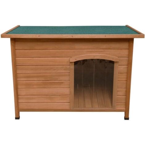 MONSTER-SHOP Caseta Grande Perros Mascotas Perrera de Madera Impermeable Refugio Canino Perruno Interior Exterior 116x80x79cm Tapa Abierta Distancia al Suelo 5cm con Bisagras Portezuelas Abertura con Techo