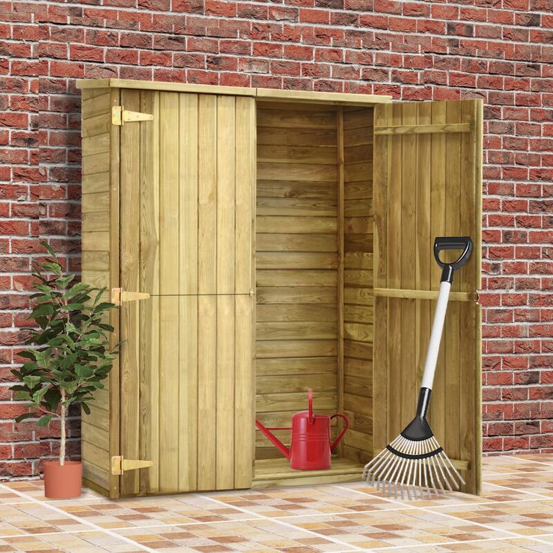 

Caseta herramientas jardín madera pino impregnada 123x50x171 cm - Marrón