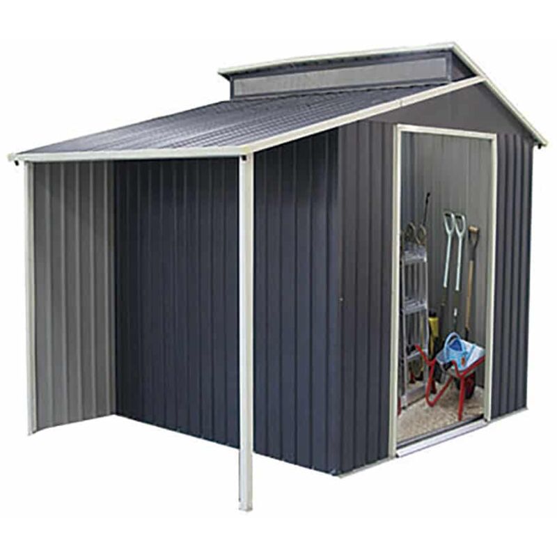 

Caseta Metálica Gardiun Nottingham Con Porche 3,78 m² Exterior 129x293x229 cm Acero Galvanizado Gris Antracita - KIS12988
