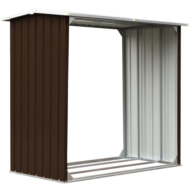 

vidaXL Caseta jardín para leña acero galvanizado marrón 172x91x154 cm