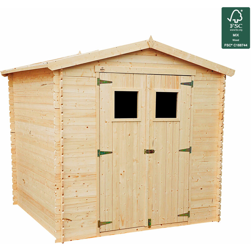 

Hoggar Nature - Caseta de jardin de madera natural Triglav 5,33 m2 - 236x226x215cm. Cobertizo jardin