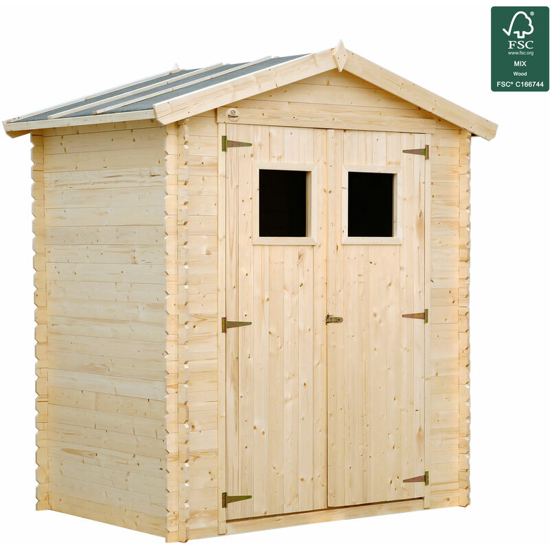 

Hoggar Nature - Caseta de jardin de madera natural Alvik 2,66 m2 - 196x136x218cm. Cobertizo jardin