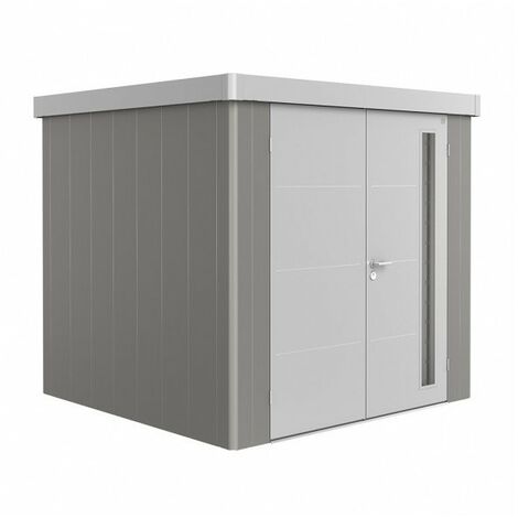 CASETA METALICA BIOHORT JARDIN NEO 1C DOBLE PUERTA COLOR GRIS CUARZO METALICO