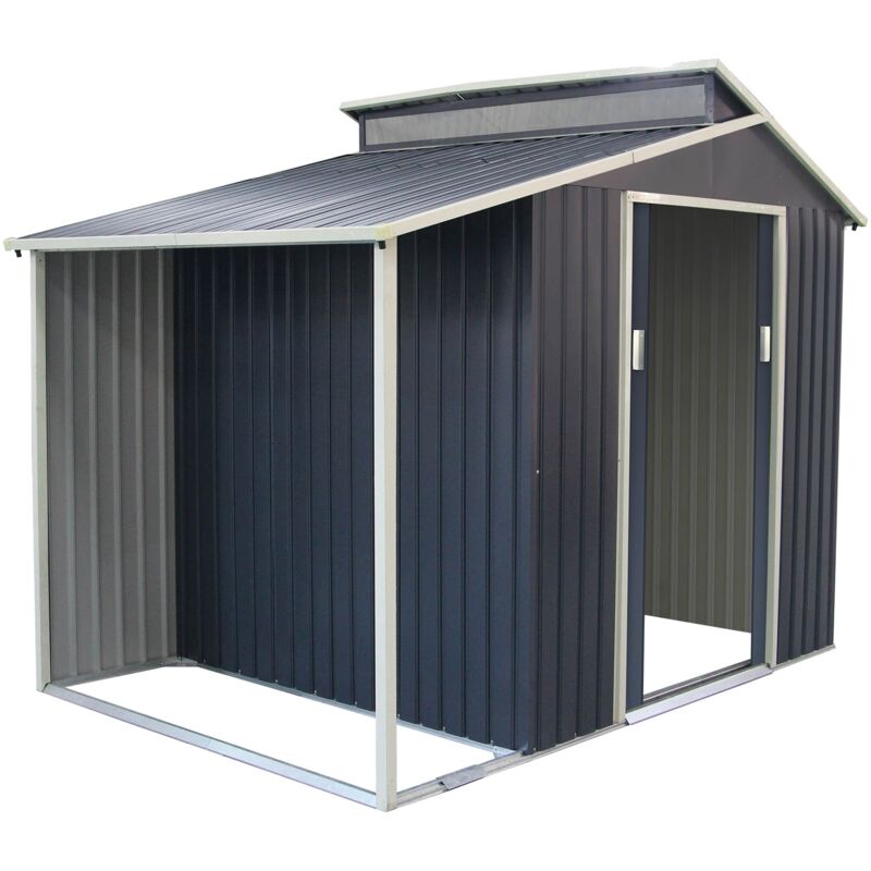 

Caseta Metálica Gardiun Marlow Con Porche 6,85 m² Exterior 193x355x237 cm Acero Galvanizado Gris Antracita - KIS12989