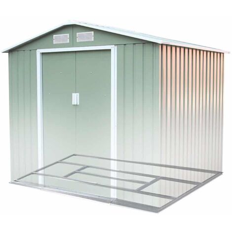 Caseta Metálica Jardín Gardiun Cornualles 4,07 m² Exterior 213x191x195 cm Acero Galvanizado Verde Claro