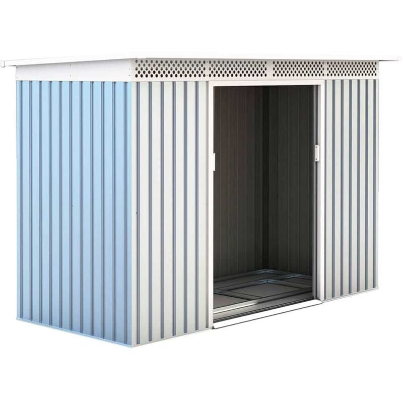 Caseta Metálica Gardiun Rutland 3,93 m² Exterior 142x277x184 cm Acero Galvanizado Silver/Blanco