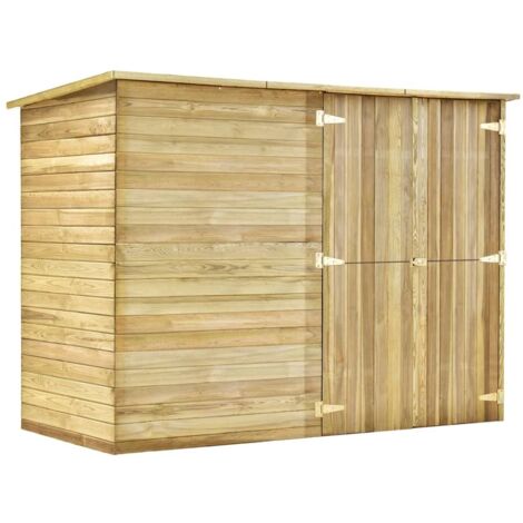 Caseta para bicicletas de jardín 232 x 110 x 170 cm Madera de pino impregnada marrón 020022433