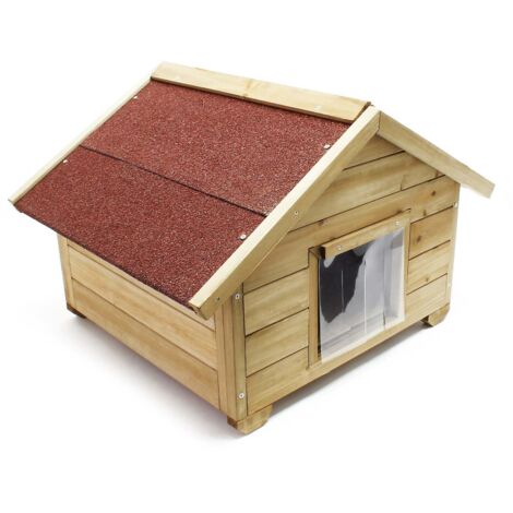 Caseta para gatos con aislamiento robusta casa para gatos de exterior de madera para gatos pequeños 160002659