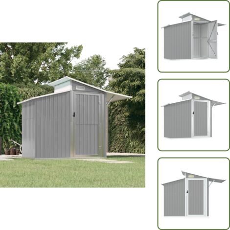 Caseta para herramientas - vidaXL Cobertizo de jardín acero galvanizado gris 270x130x208,5 cm - Acero galvanizado