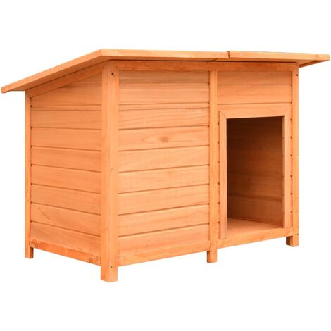 Caseta para perros madera maciza de pino y abeto 120x77x86 cm - Marrón