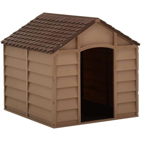 Caseta para perros marrón PP 71x71,5x68 cm