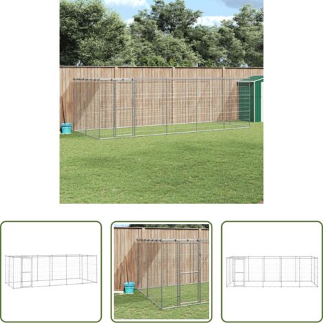 Caseta para perros -  Perrera de exterior de acero galvanizado con techo 12,1 m²