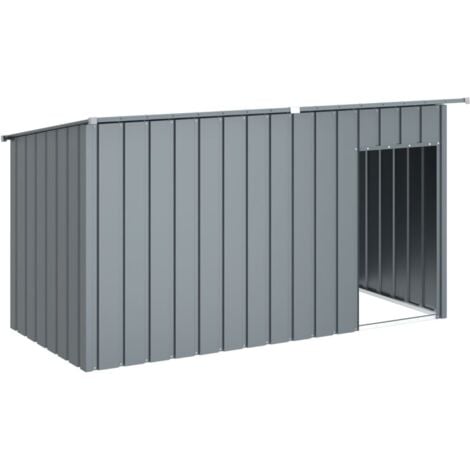 Caseta perros con tejado acero galvanizado gris 196x91x110 cm vidaXL