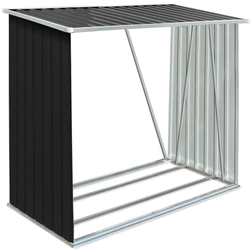 

vidaXL Casetilla leña acero galvanizado gris antracita 163x83x154 cm