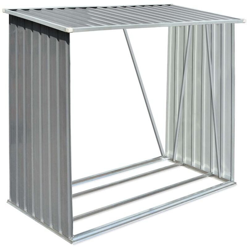 

vidaXL Casetilla para leña acero galvanizado gris 163x83x154 cm