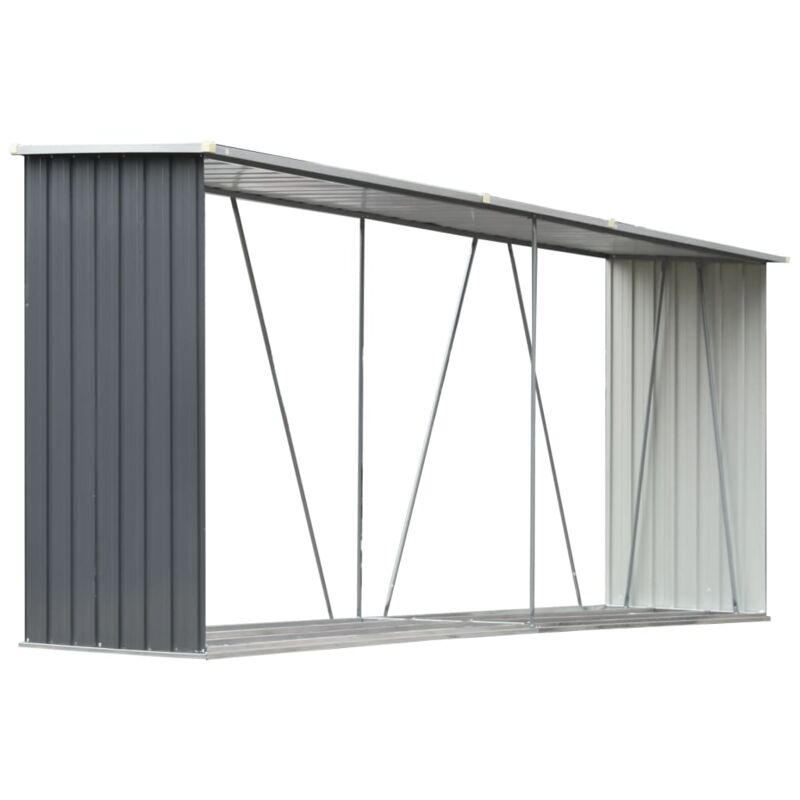 

vidaXL Casetilla para leña acero galvanizado gris 330x84x152 cm