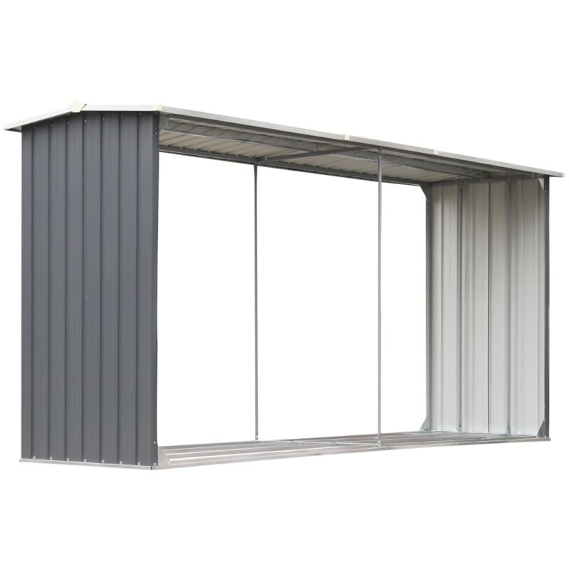 

vidaXL Casetilla para leña acero galvanizado gris 330x92x153 cm