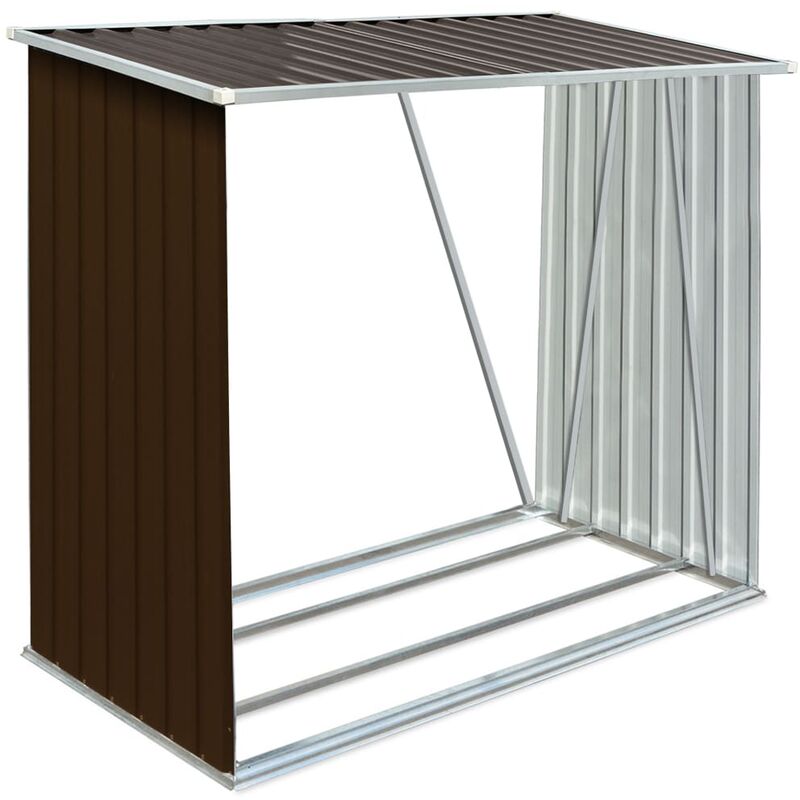 

vidaXL Casetilla para leña acero galvanizado marrón 163x83x154 cm